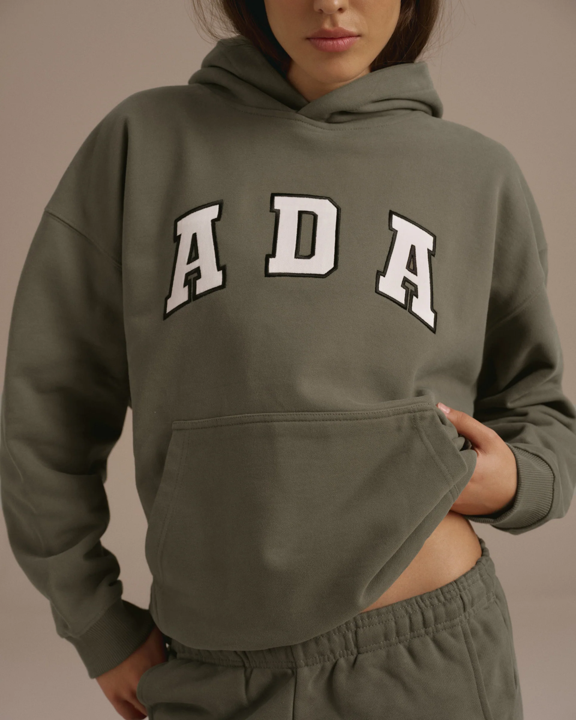 ADA Oversized Hoodie - Olive Green - Image 3