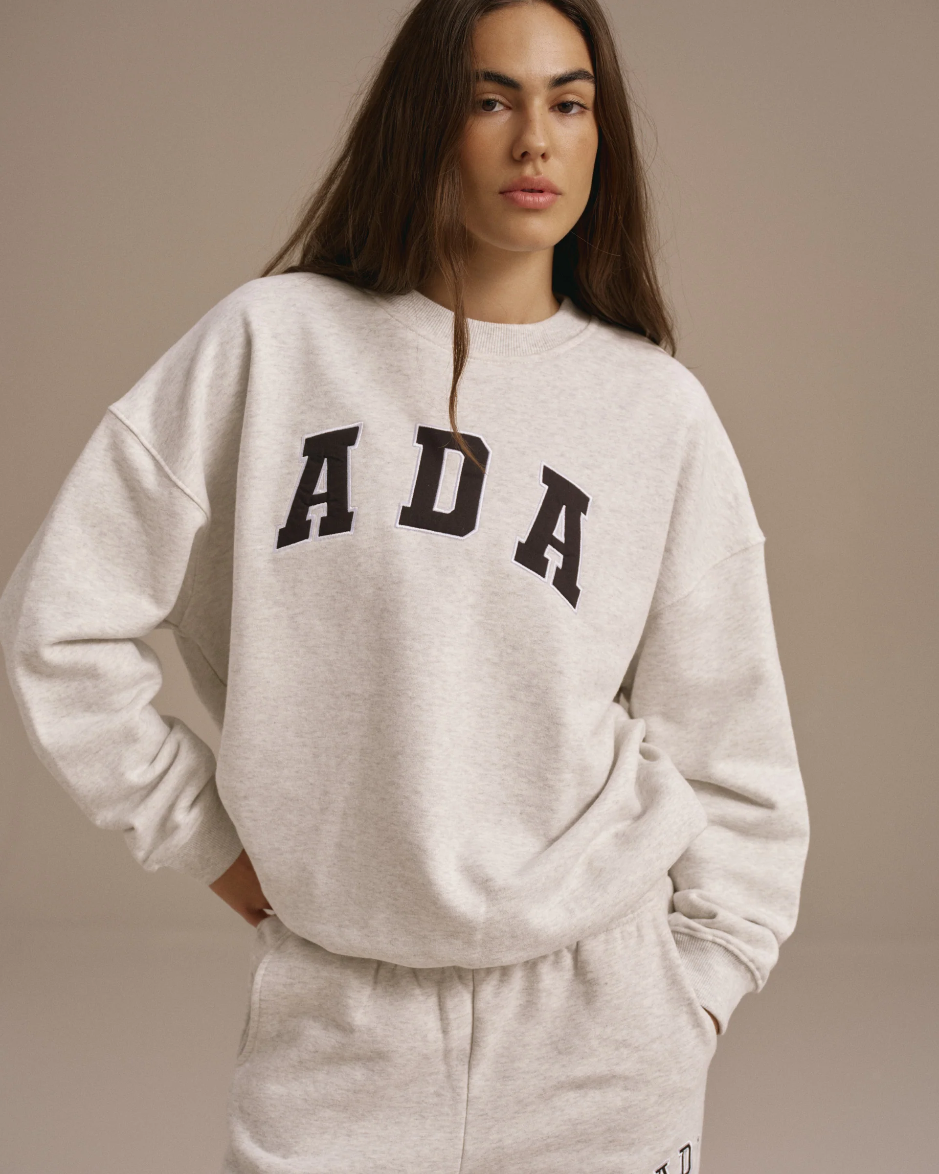 ADA Oversized Sweatshirt - Light Grey Melange - Image 3