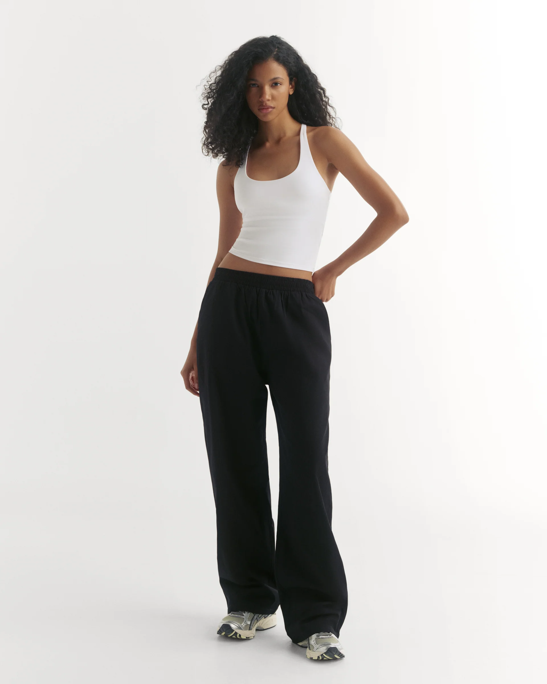 Cotton Pull on Pants - Black - Image 3