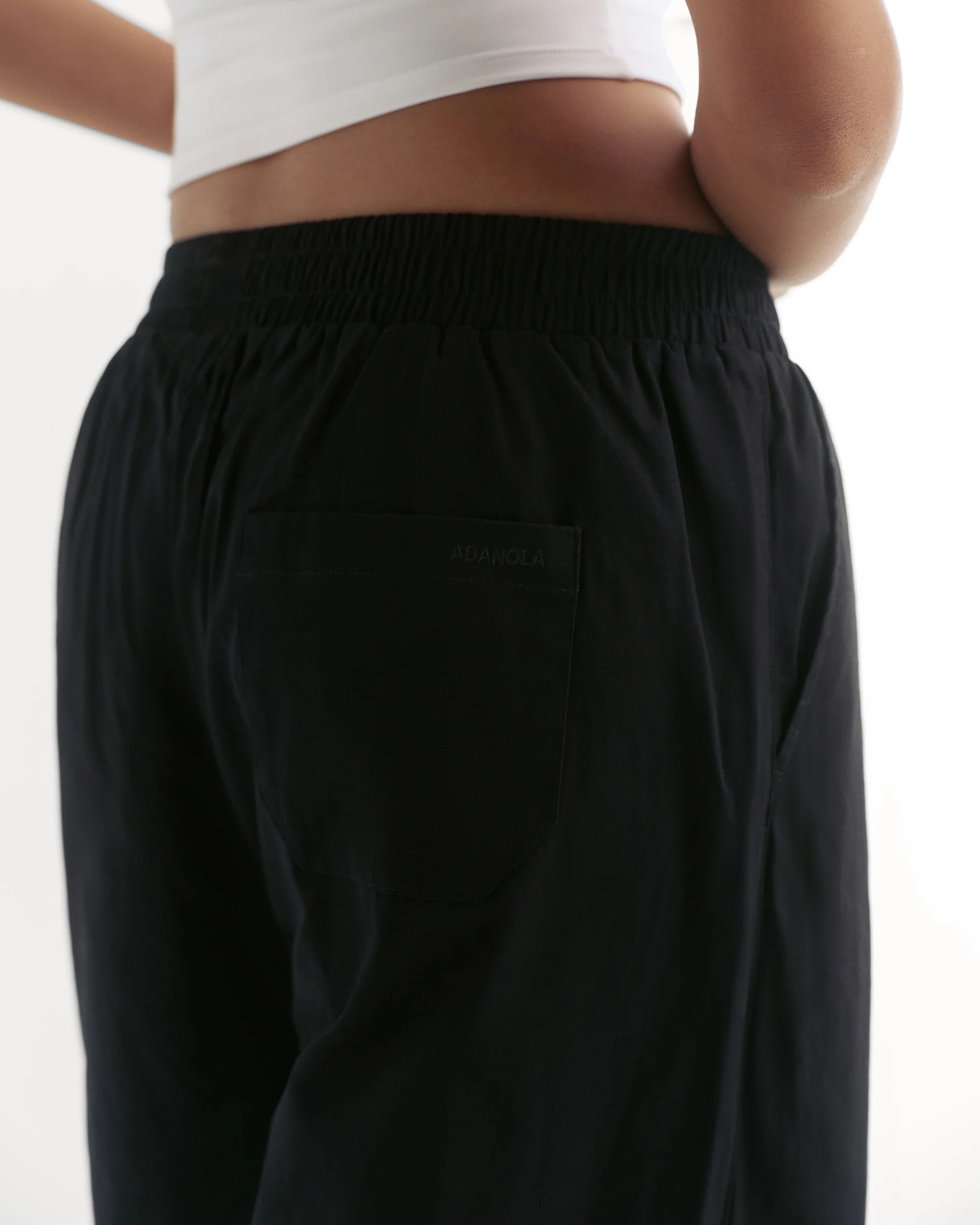 Cotton Pull on Pants - Black - Image 4