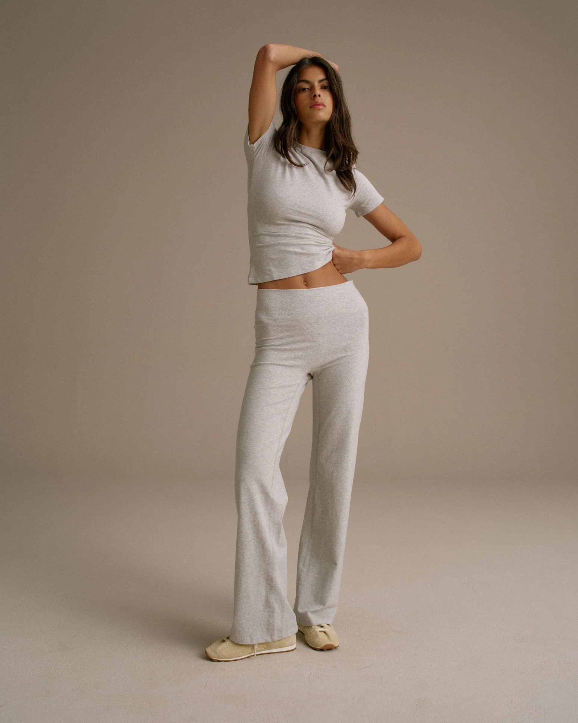 Cotton Short Sleeve Top - Grey Melange - Image 5