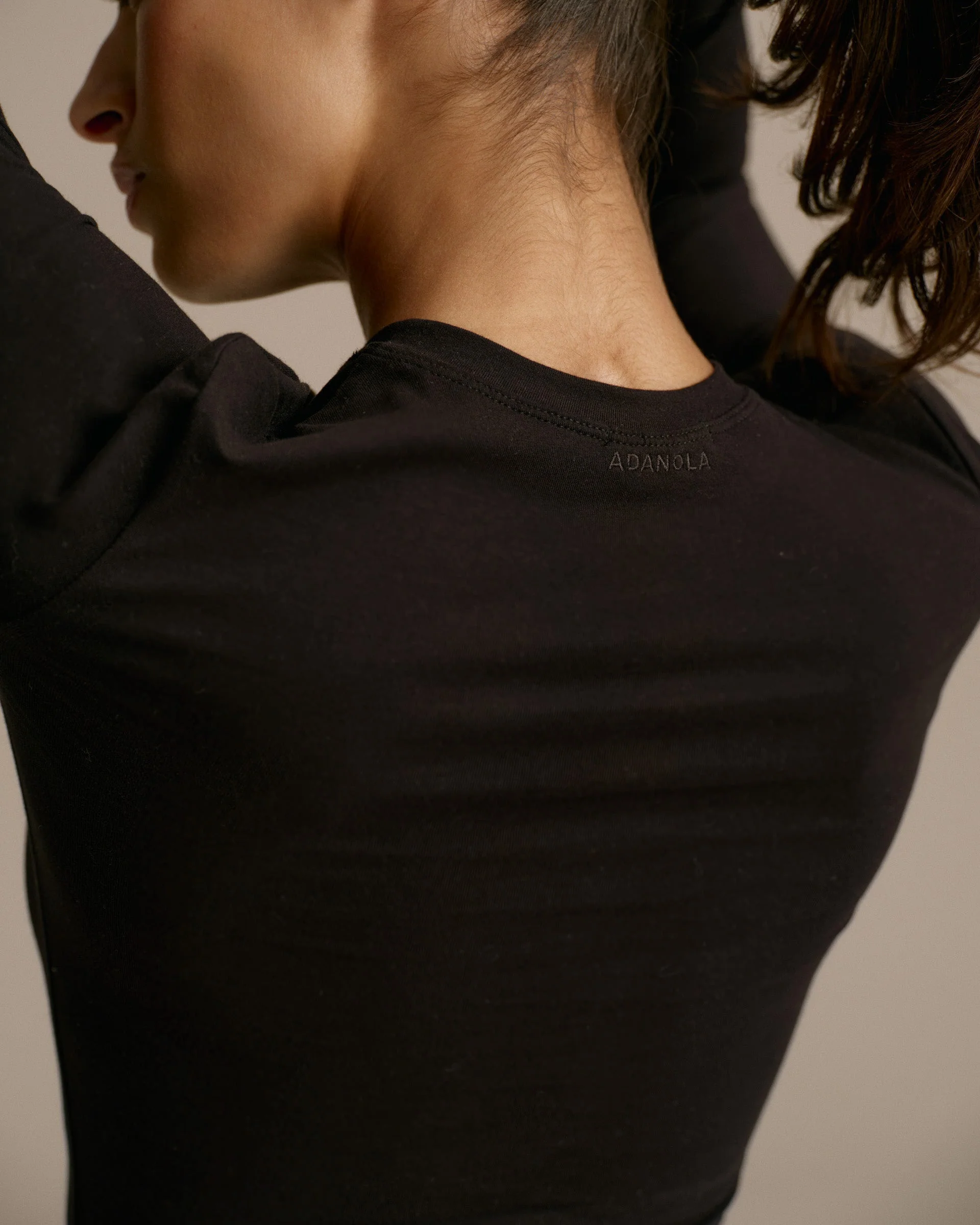 Cotton Long Sleeve Top - Black - Image 3