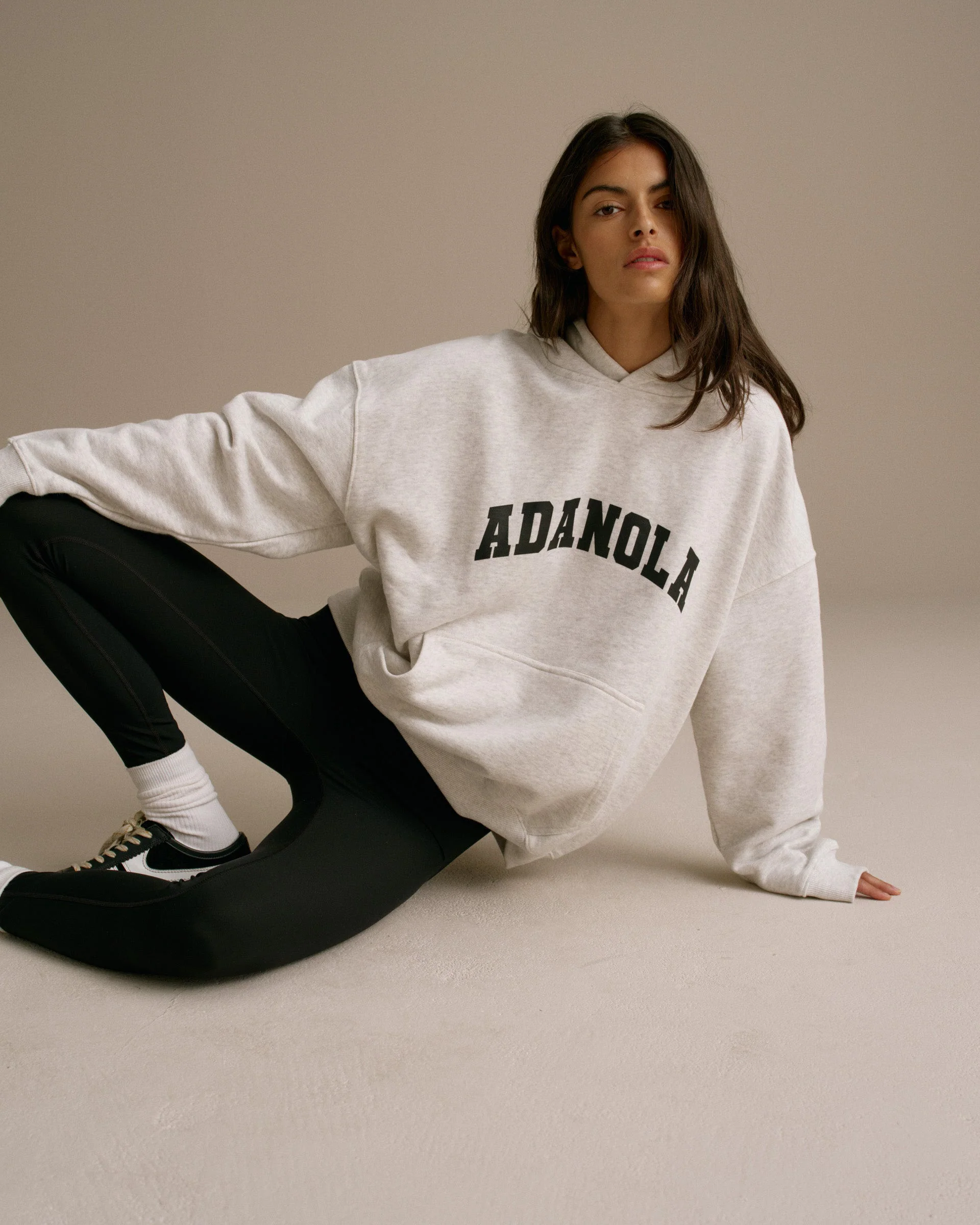 Varsity Oversized Hoodie - Light Grey Melange/Black - Image 5