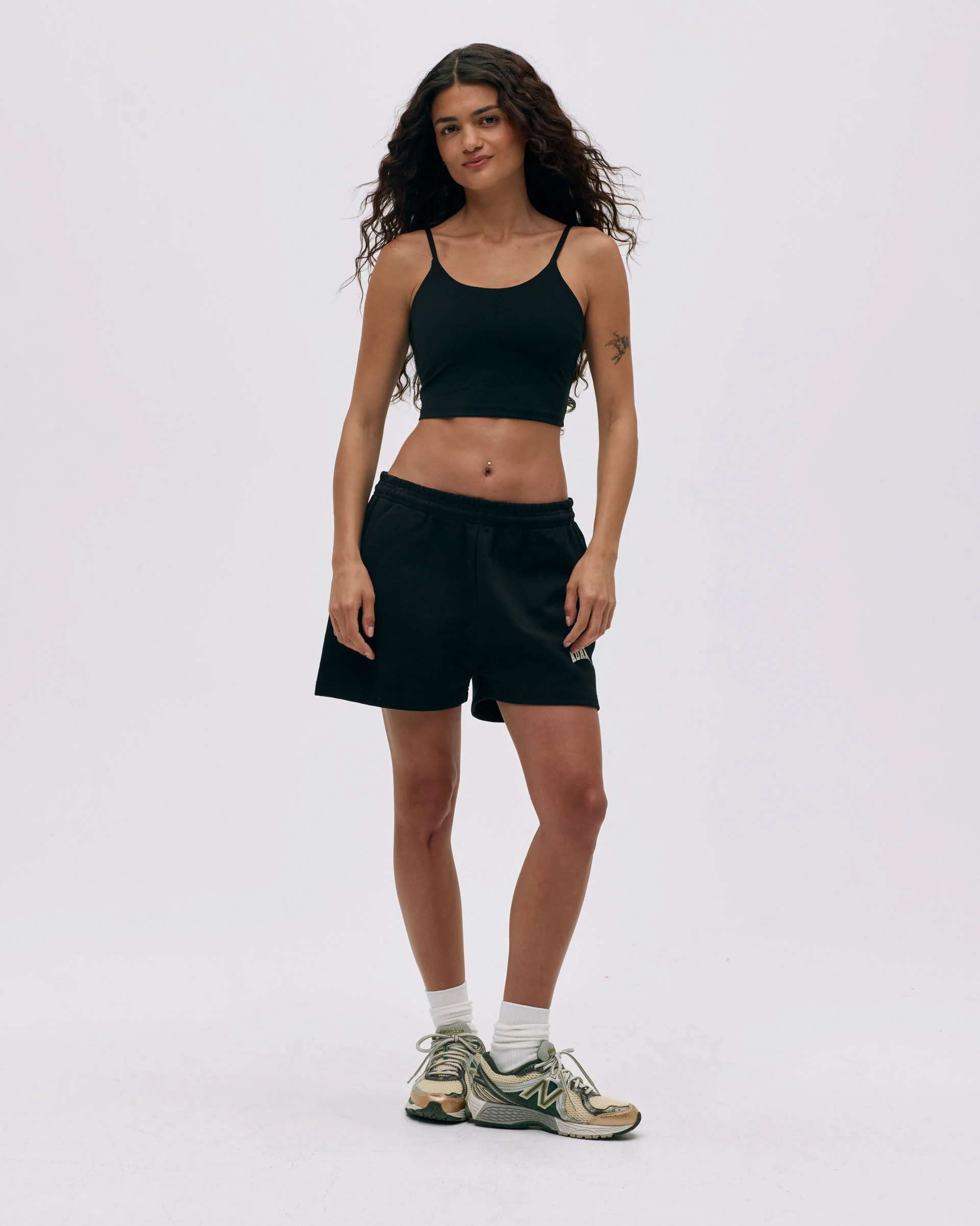 Varsity Sweat Shorts - Black/Marshmallow White - Image 4